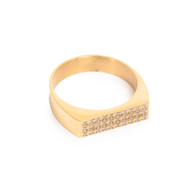 4046-0130 Pure Steel Flat Ring Gold Crystal