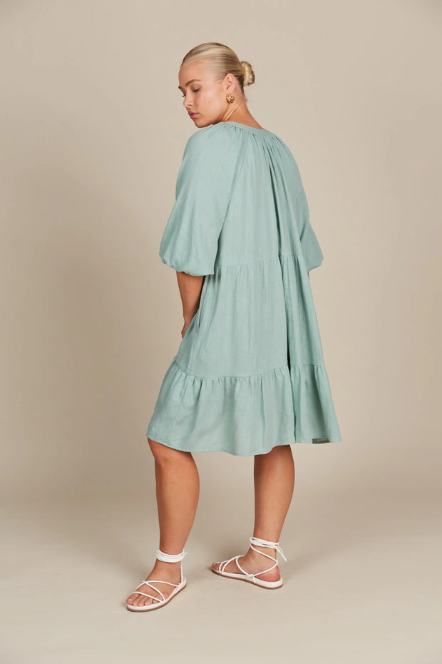 Amelie Button Dress ONE SIZE - Seafoam