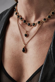 Love Claw Drop Necklace - Gold Plated Onyx