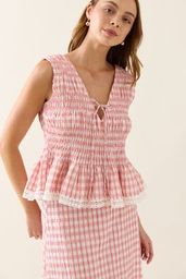 Esther Shirred Tank Pink