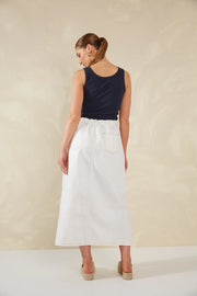 Dalton Denim Skirt - White