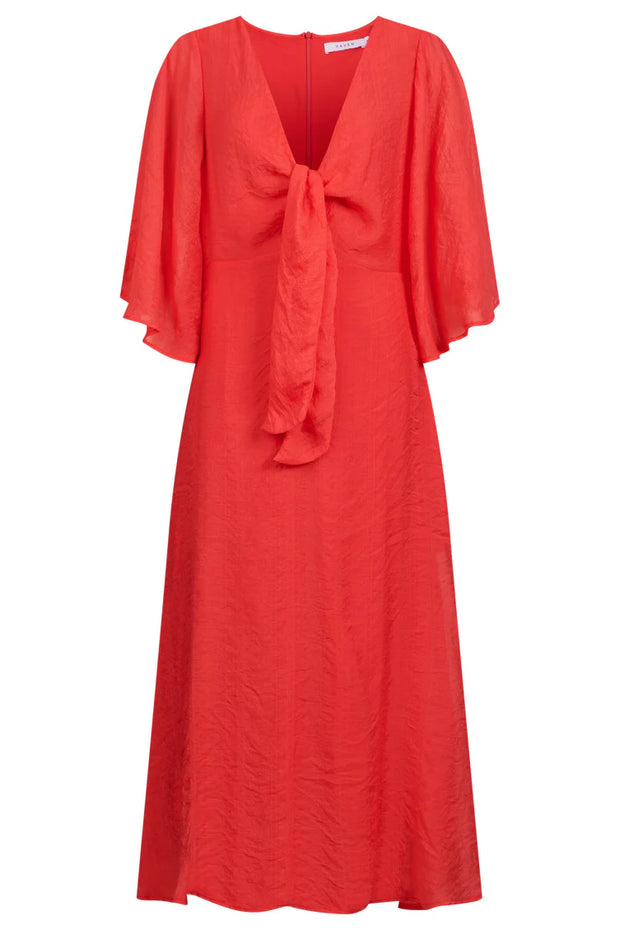 Haven Baja Tie Midi Dress Punch