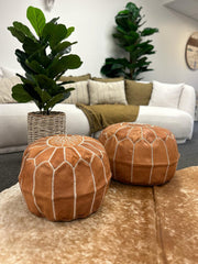 Genuine Moroccan Leather Pouf - Large