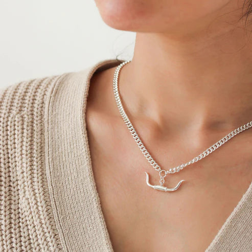 Trailblazer Longhorn Necklace Sterling Silver