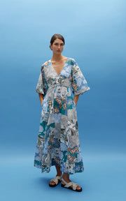 Ellis Dress - Cyan Patchwork