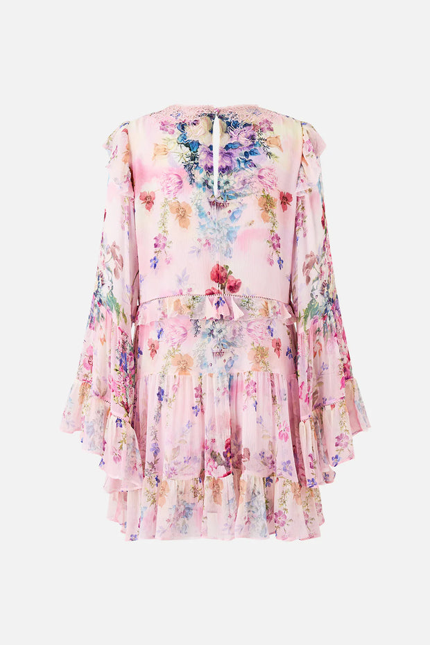 Camilla Tiered Swing Mini Dress Palatial Pastels