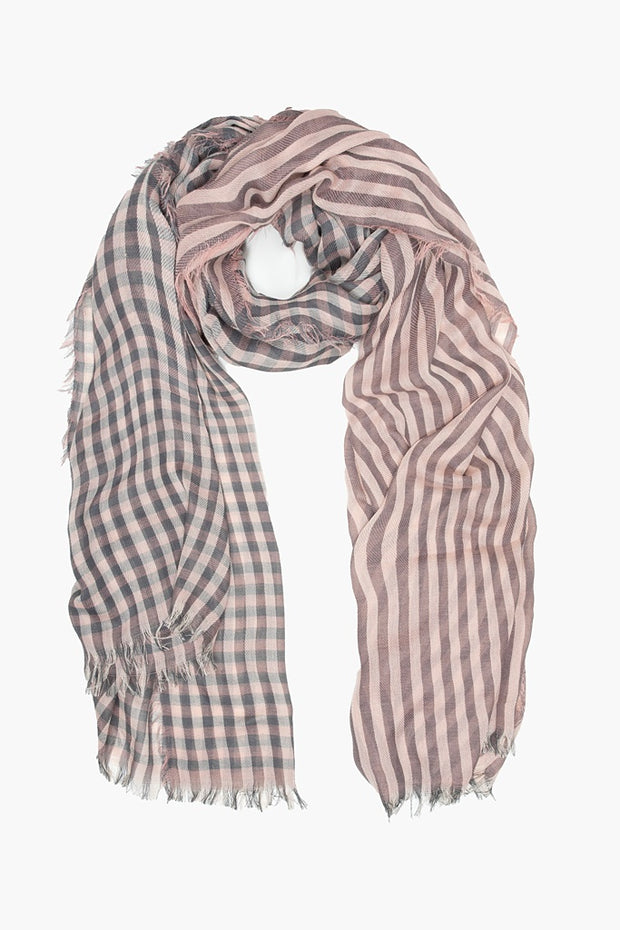 Antler Gingham Check Scarf Blush And Stone