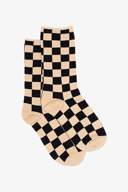 Racer Check Sock | Black & Oat