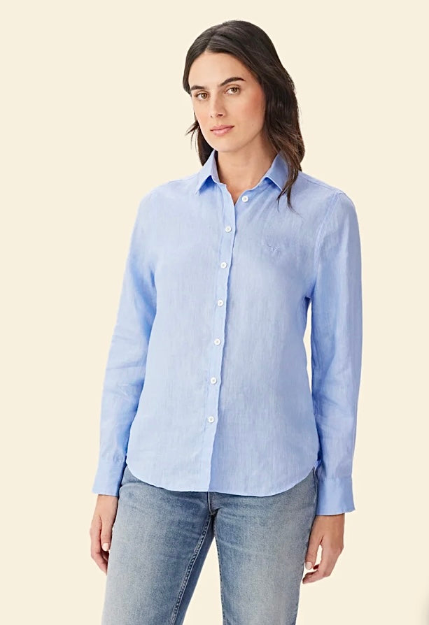 R.M.Willams Olney Linen Shirt Light Blue