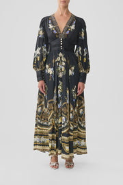 Camilla Shaped Waistband Dress With Gathered Sleeves