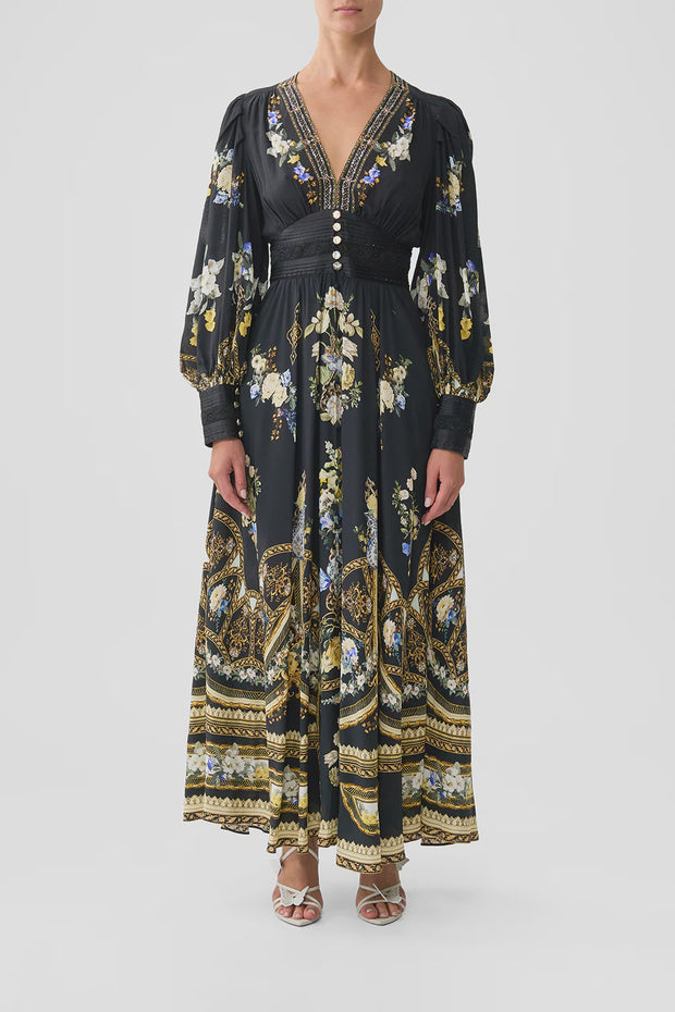 Camilla Shaped Waistband Dress With Gathered Sleeves