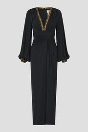 Camilla Waisted Draped Jersey Ottoman Elegance