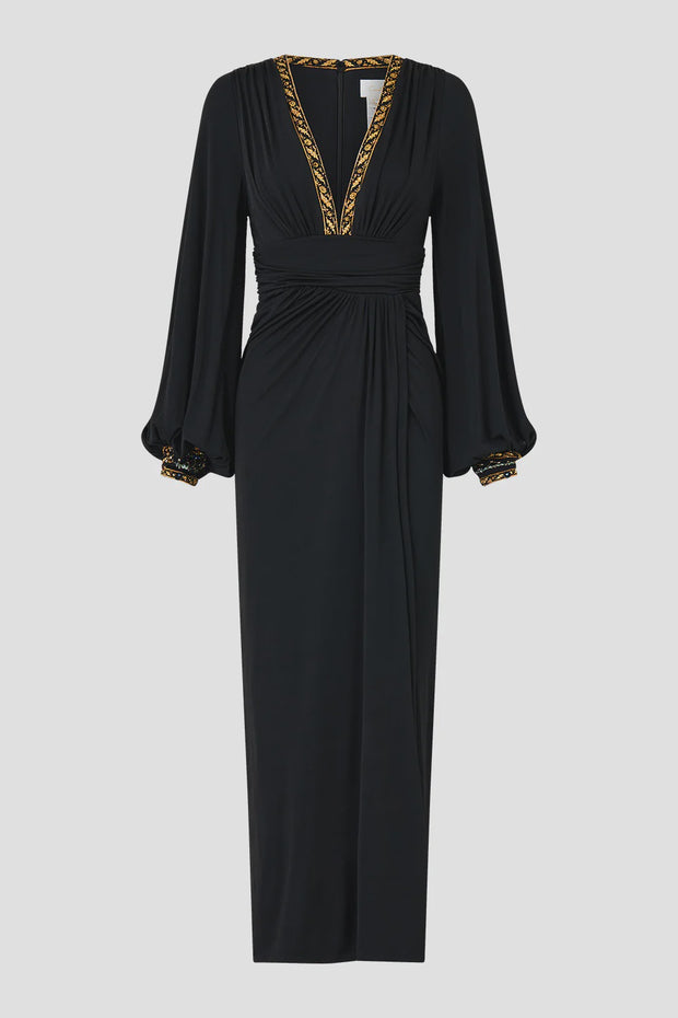 Camilla Waisted Draped Jersey Ottoman Elegance