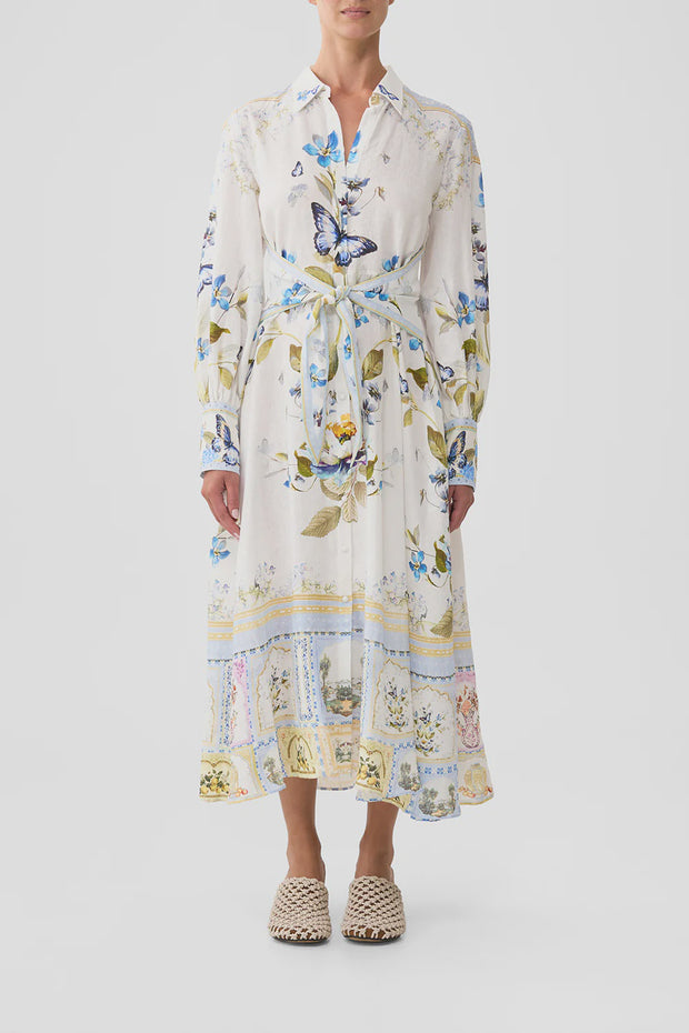 Camilla Waist  Tie Shirt Dress Botanical Ballads