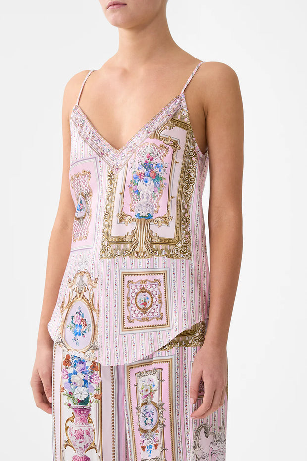 Camilla V Neck Bias Cami in Palatial Pastel