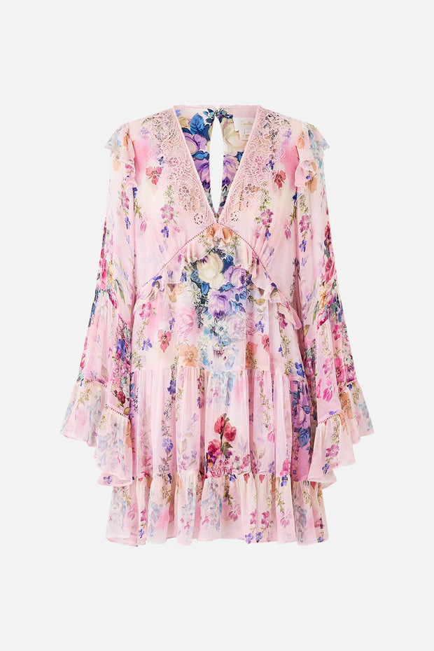 Camilla Tiered Swing Mini Dress Palatial Pastels