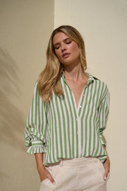 Connection Moss Stripe Button Front Blouse