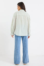 Connection Moss Stripe Button Front Blouse