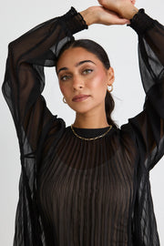 Corral Black Sheer Pleated Swing Top