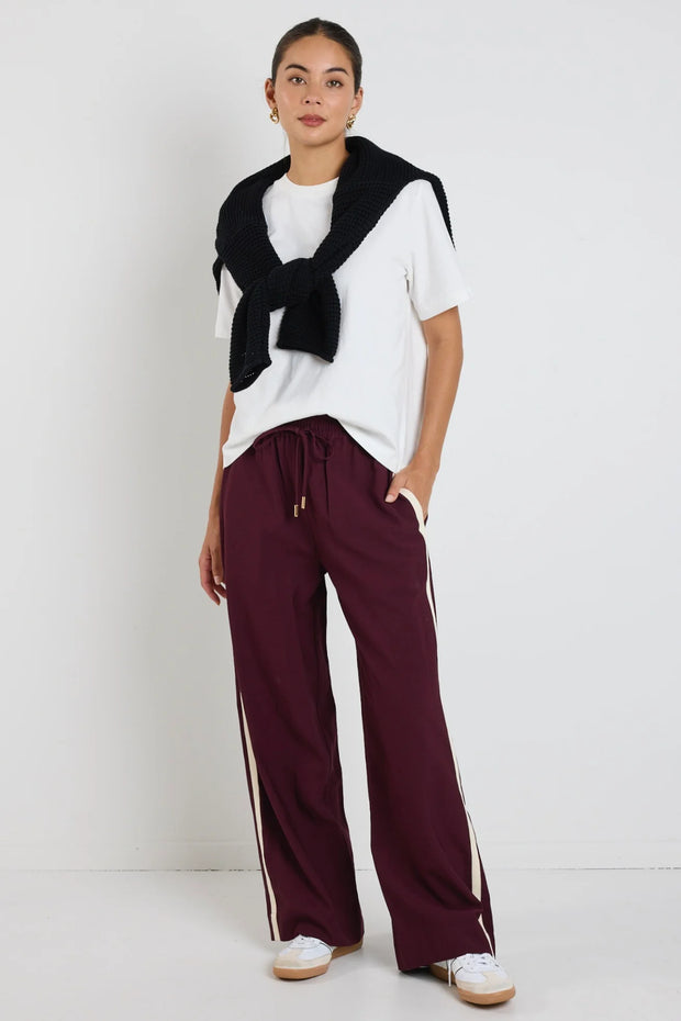 Townie Burgundy Stripe Side Wide Leg Pants