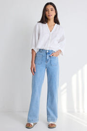 Zoey Light Blue High Rise Wide Leg Pocket Jean