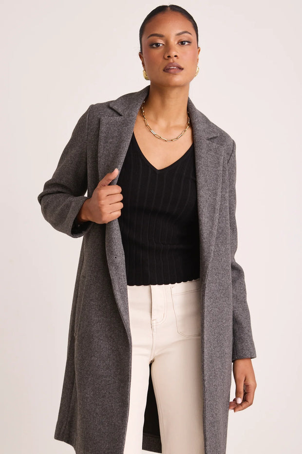 Edmonton Charcoal Marle Long Coat