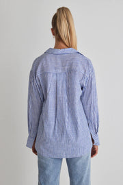 You Got This Blue Stripe Cotton Oversizes Shirt