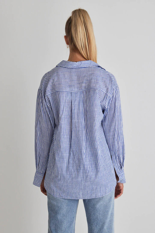 You Got This Blue Stripe Cotton Oversizes Shirt