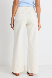 Zoey Ecru High Rise Wide Leg Pocket Jean