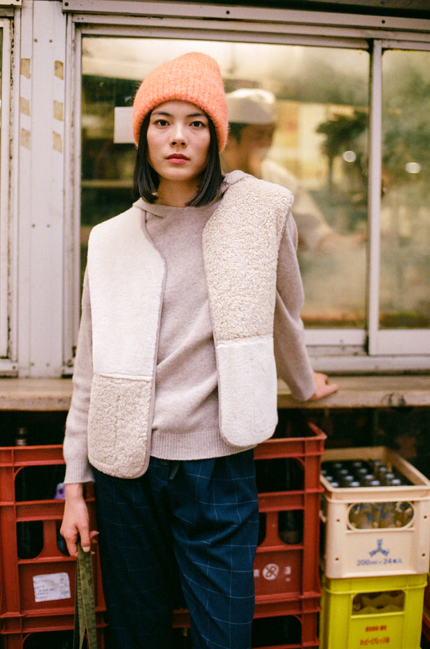 Indi & Cold Knitted Hoody Sweater Beige G450
