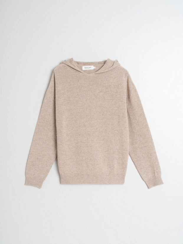 Indi & Cold Knitted Hoody Sweater Beige G450