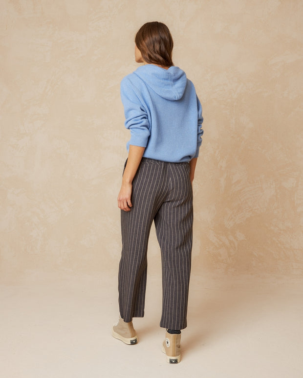 Indi & Cold Knitted Hoody Sweater Blue G450