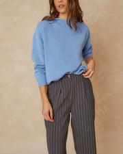 Indi & Cold Knitted Hoody Sweater Blue G450