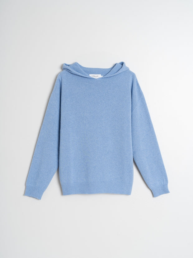 Indi & Cold Knitted Hoody Sweater Blue G450