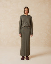 Indi & Cold Knitted Hoody Sweater Khaki G450