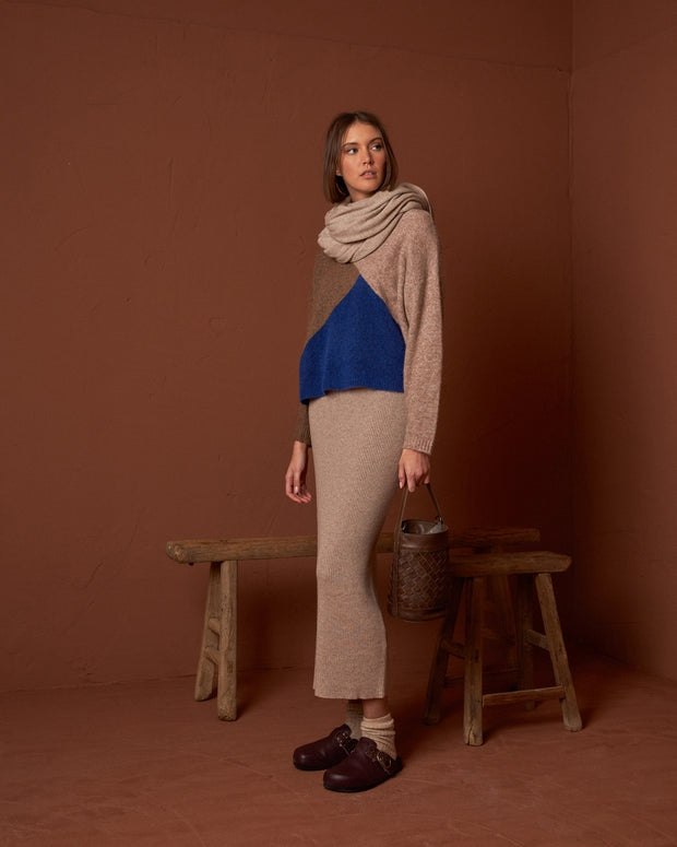 Indi & Cold Wool Pencil Skirt Beige G452