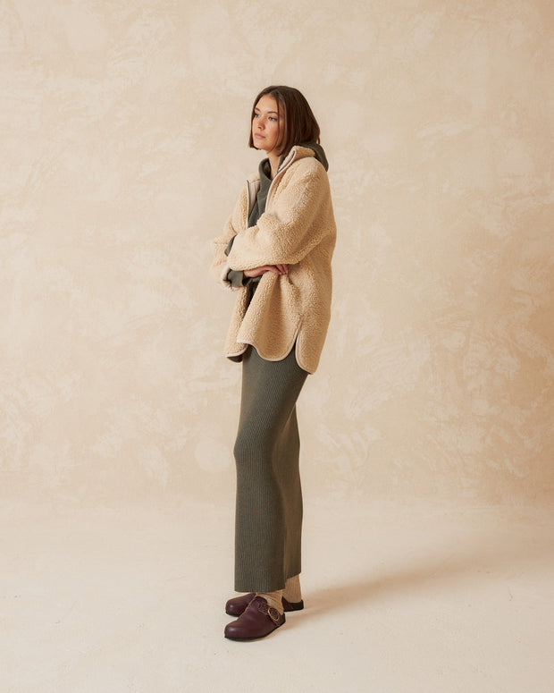 Indi & Cold Wool Pencil Skirt Khaki G452