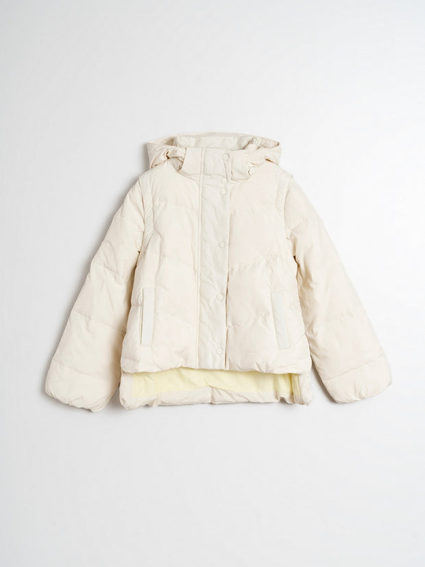 Indi & Cold Convertible Down Jacket/Vest Cream F711