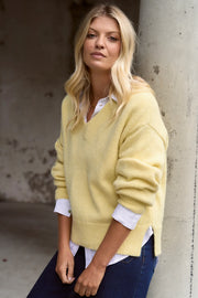 Harvest Butter V Neck Knit Jumper