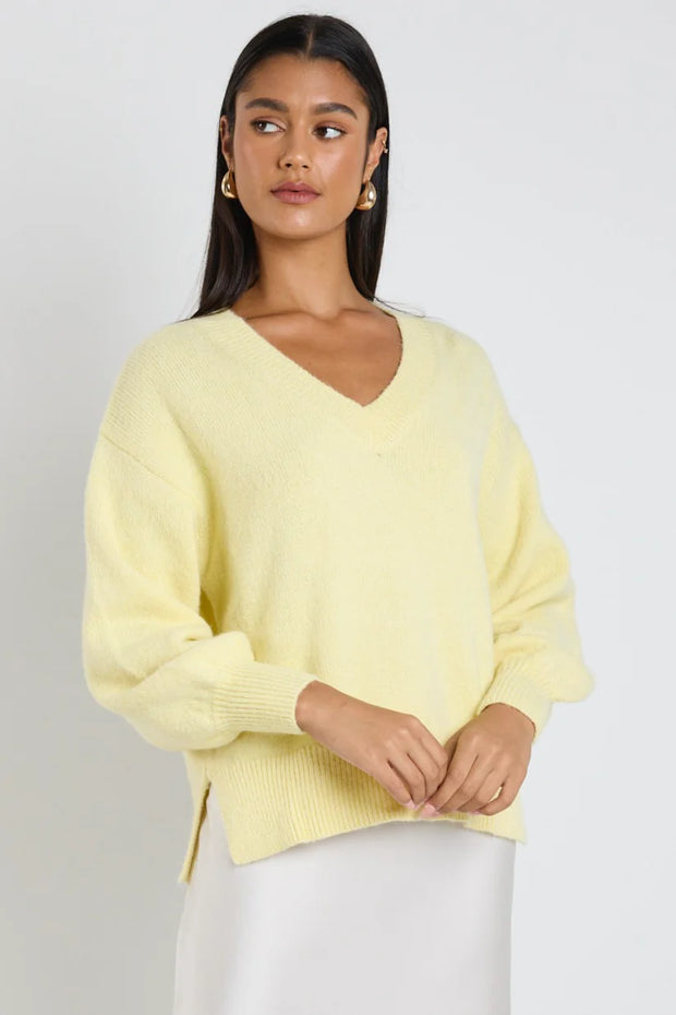 Harvest Butter V Neck Knit Jumper