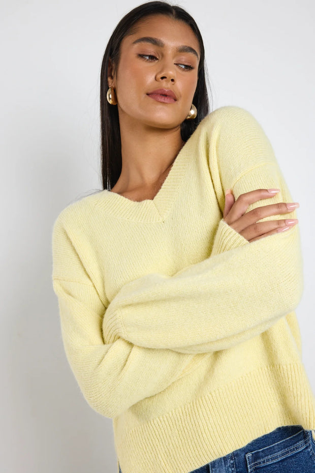 Harvest Butter V Neck Knit Jumper