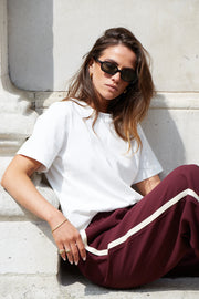 Townie Burgundy Stripe Side Wide Leg Pants