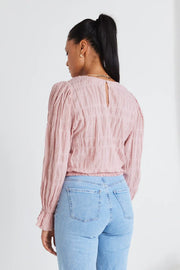 Imagine Blush Shirred Top