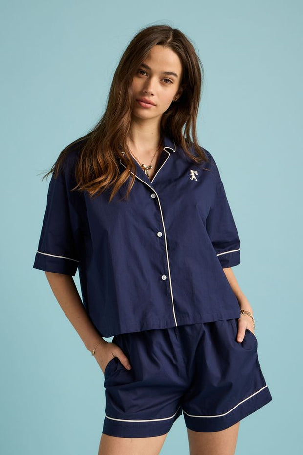 Karen Walker & Papinelle Runaway Girl Boxer PJ Set Deep Indigo