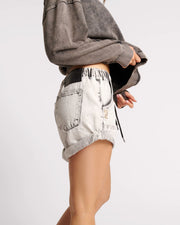 Shabby Bandits Drawcord Denim Shorts - Bianco