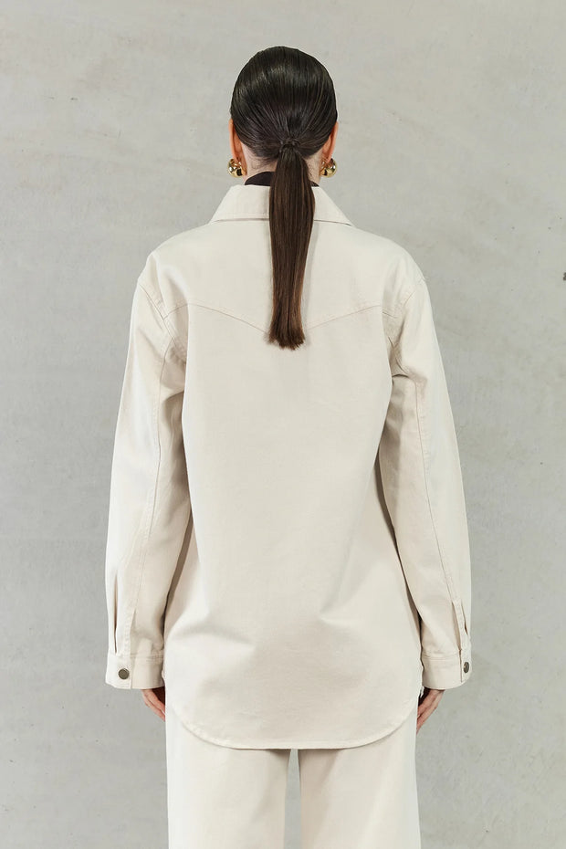 Josefina Oversized Denim Shirt - Cream