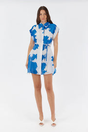 Sofia Irina Charmaine Mini Dress Blue Floral Print