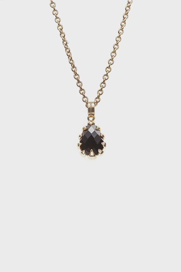 Love Claw Drop Necklace - Gold Plated Onyx