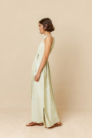 Indi & Cold Cotton Maxi  Halter Neck Dress pale green
