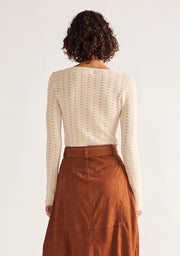 Amelie Core Knit Long Sleeve Top - Ivory